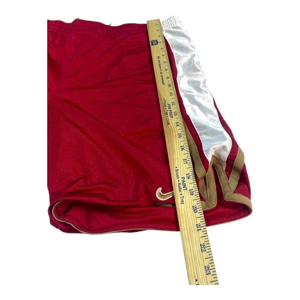 VTG Nike Men Activewear Shorts LARGE Red‎ White Gold Basketball Mesh Logo Y2K